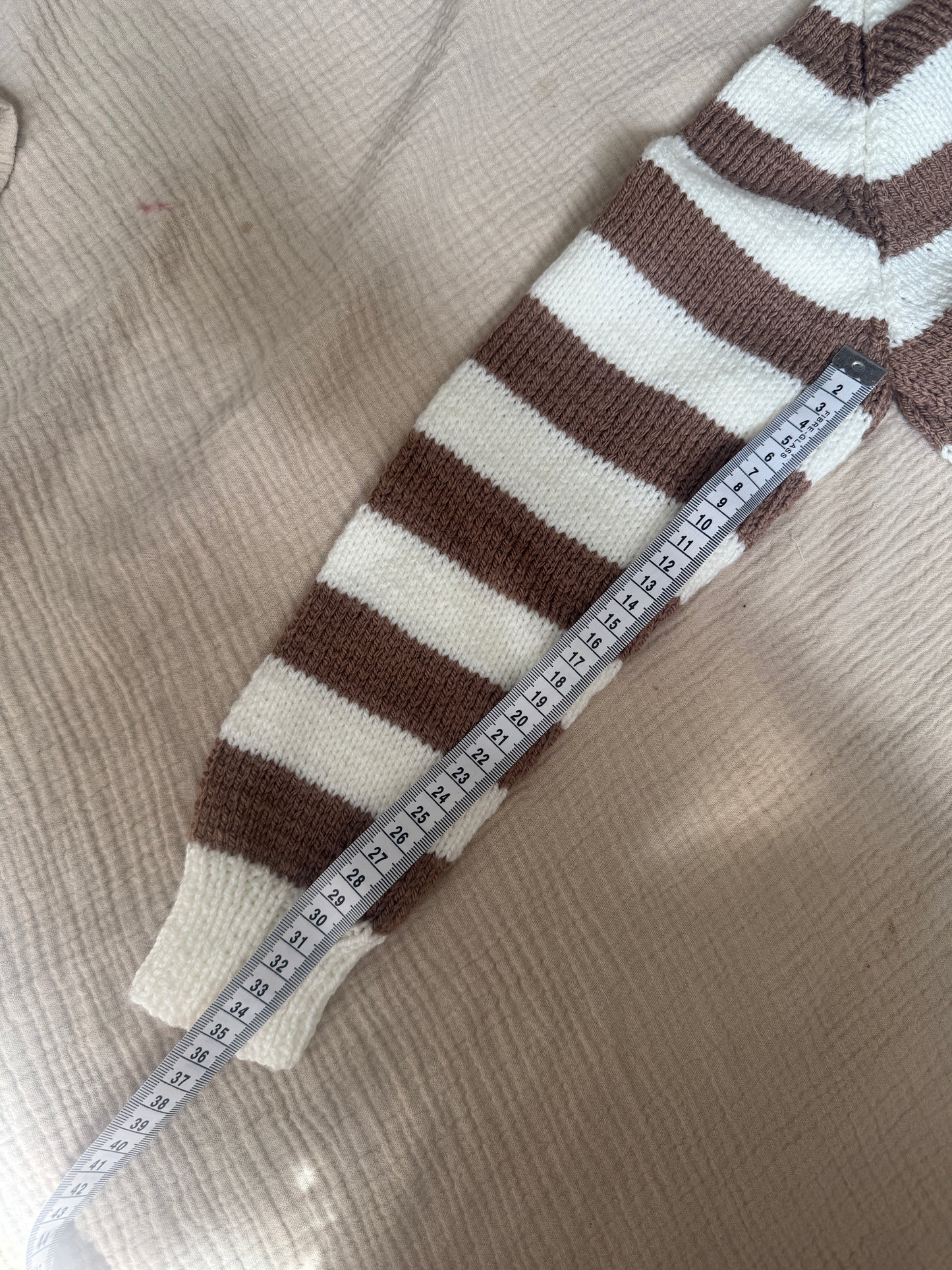 4-5 years mocha and cream stripe cardigan