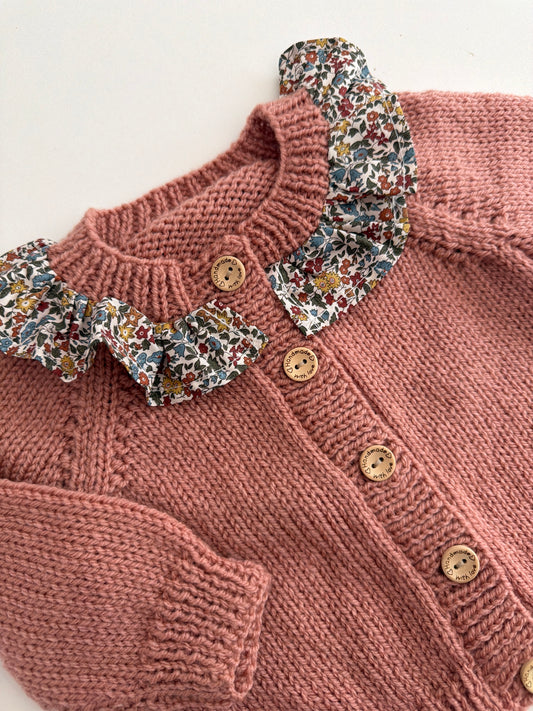 3-6m Clay cardigan with liberty collar