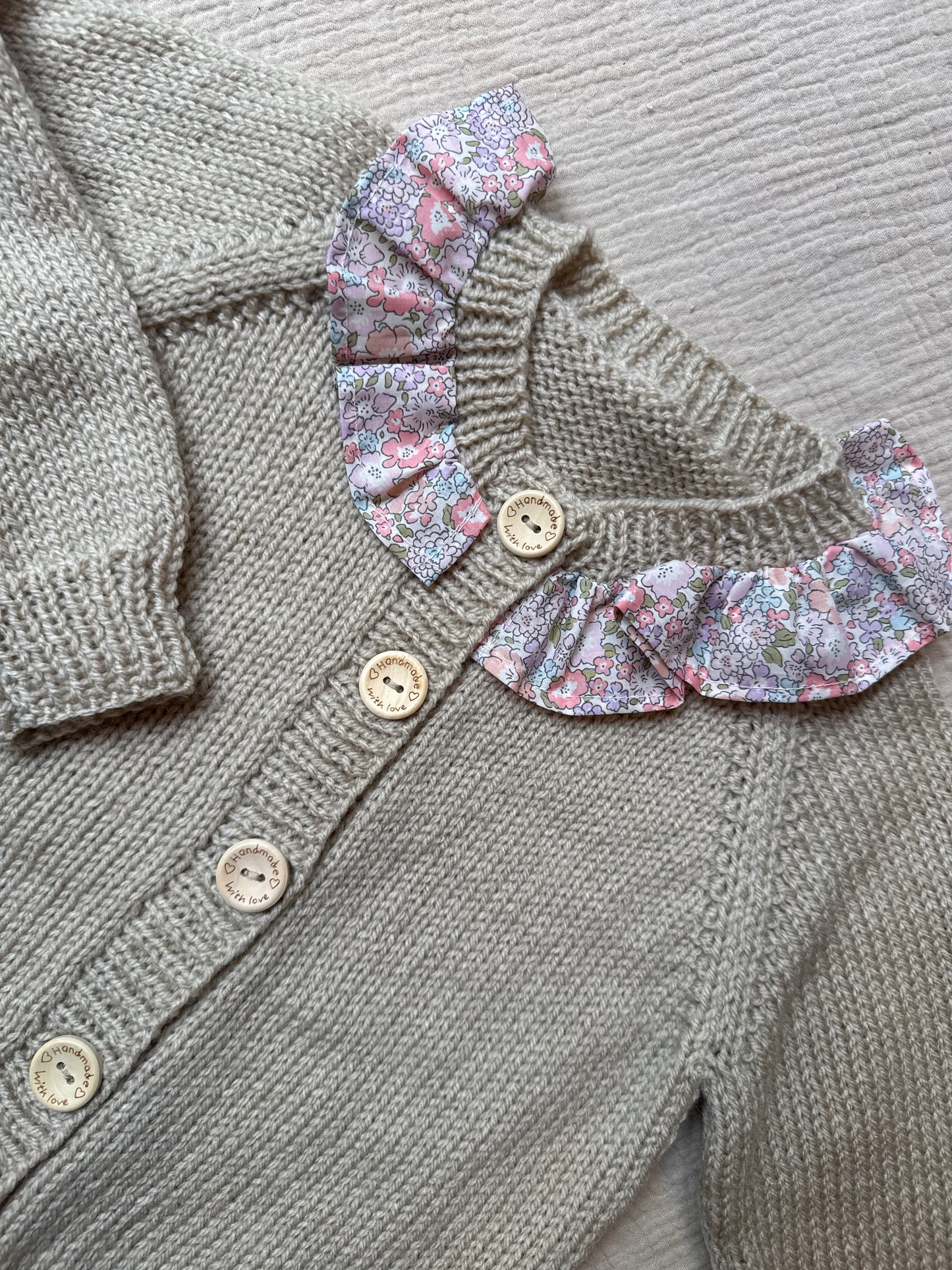 18-14m parchment cardigan with liberty collar