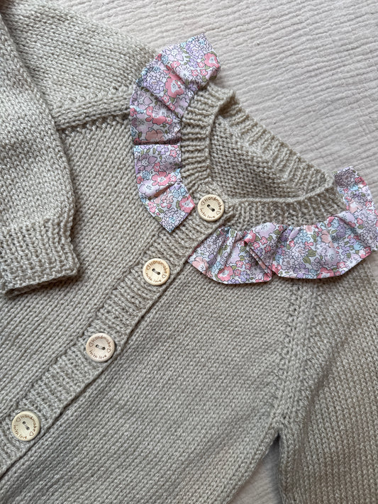 18-14m parchment cardigan with liberty collar