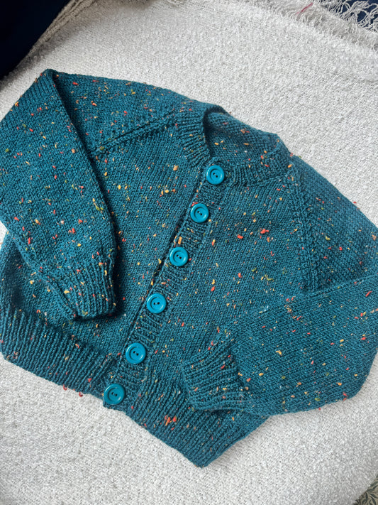 3-4 years teal fleck cardigan