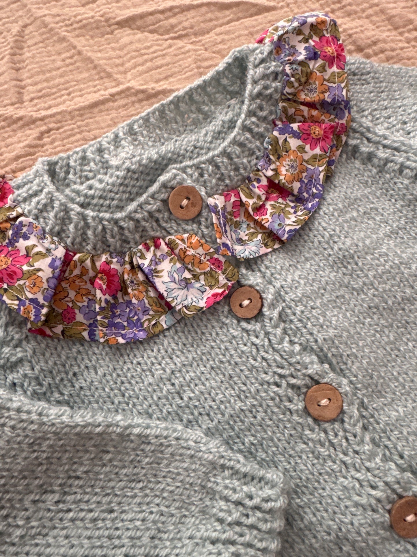 6-9m duck egg blue cardigan with collar