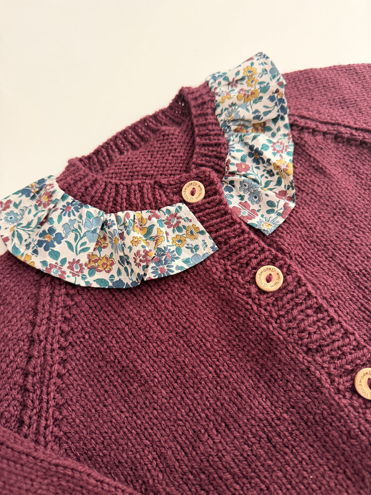 2-4 years aubergine cardigan with liberty collar