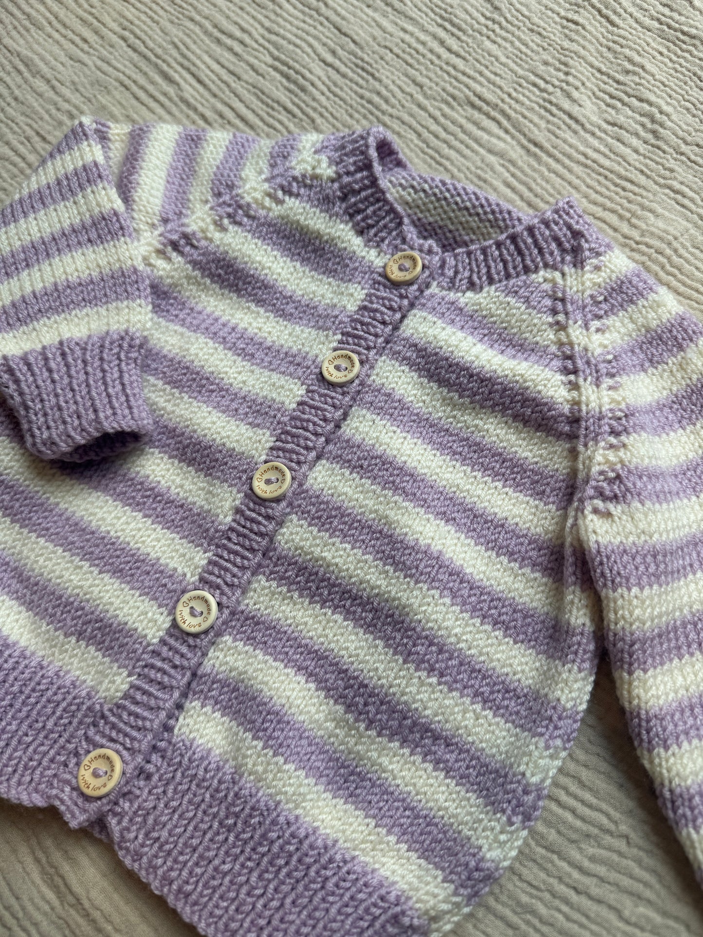3-6m heather & cream striped Cardigan