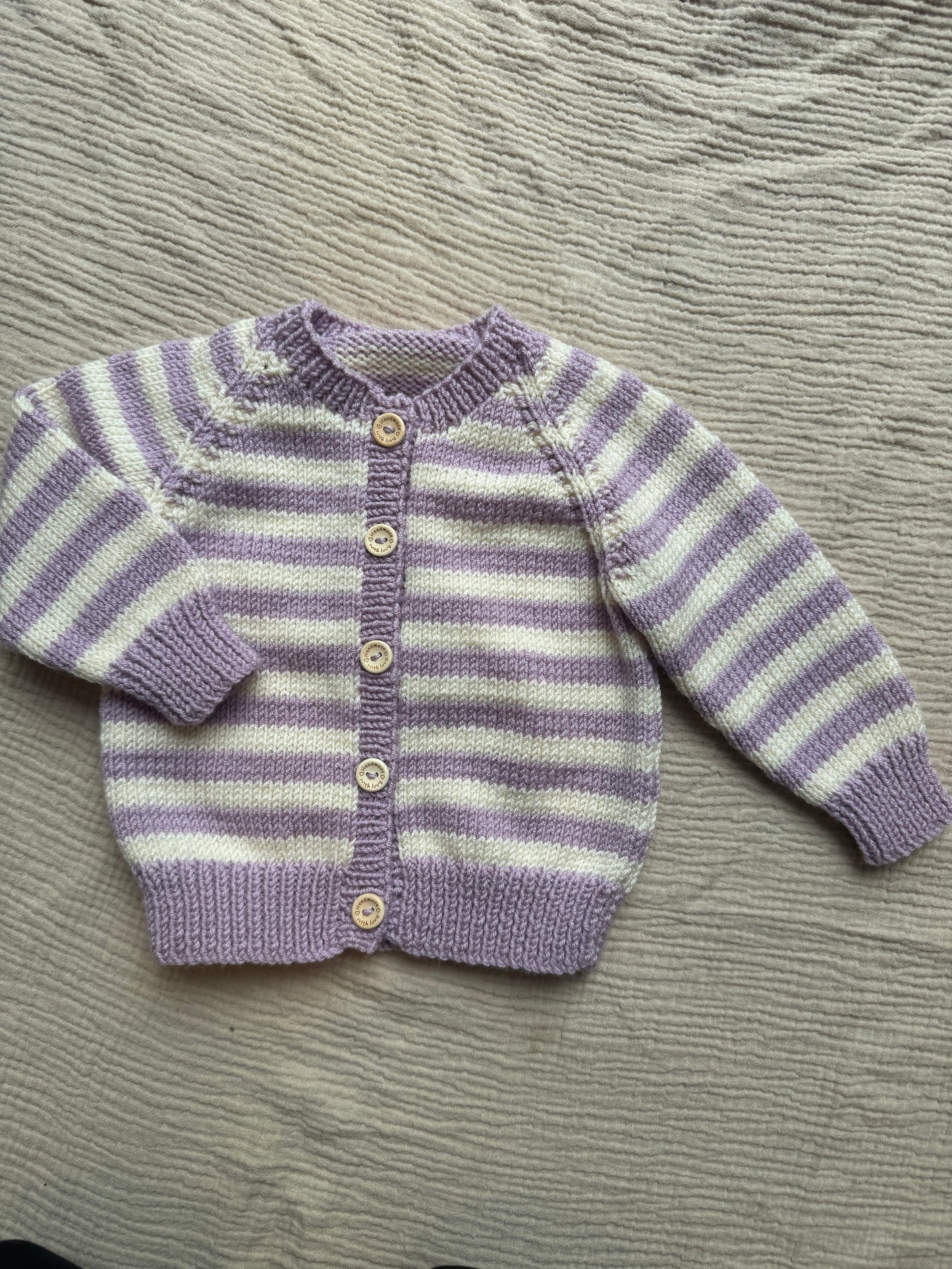 3-6m heather & cream striped Cardigan