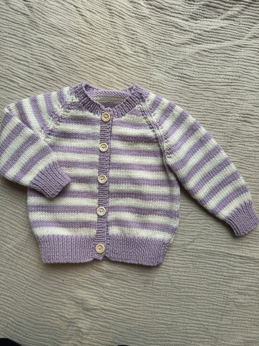 3-6m heather & cream striped Cardigan