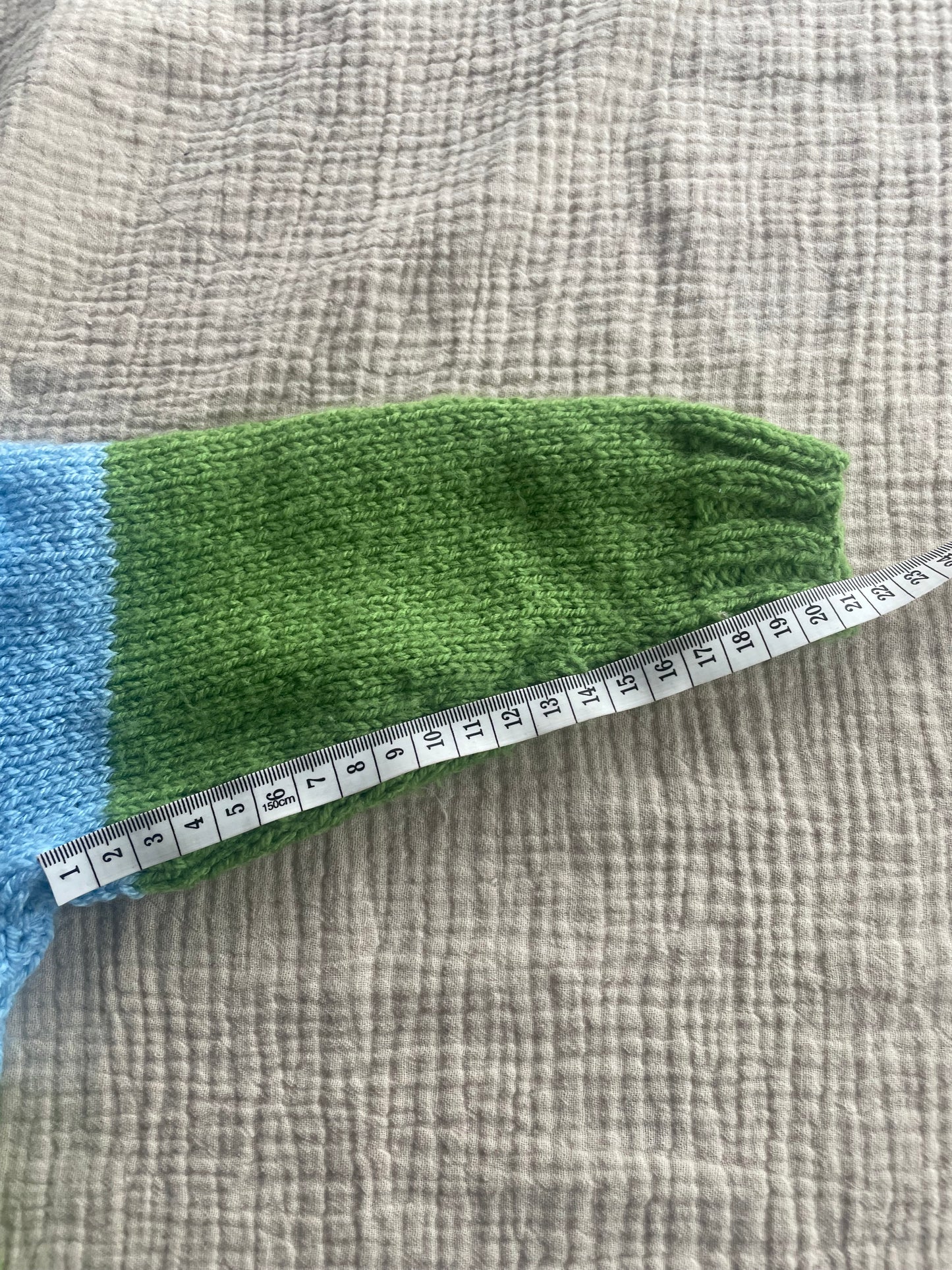 9-12m blue and green sheep cardigan