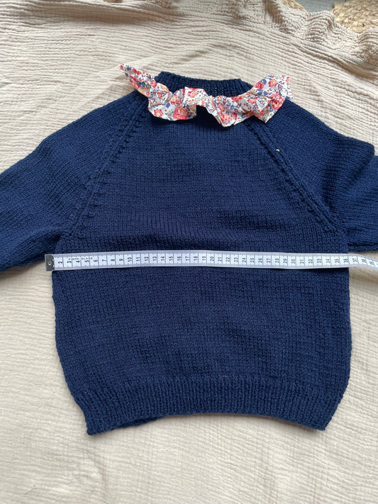 3-4 years midnight cardigan with liberty collar