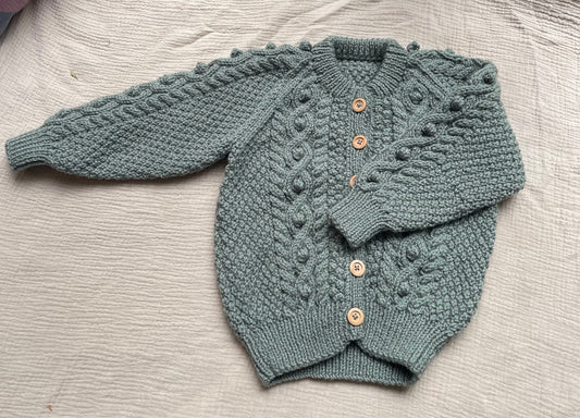 2-3 years pine aran cardigan