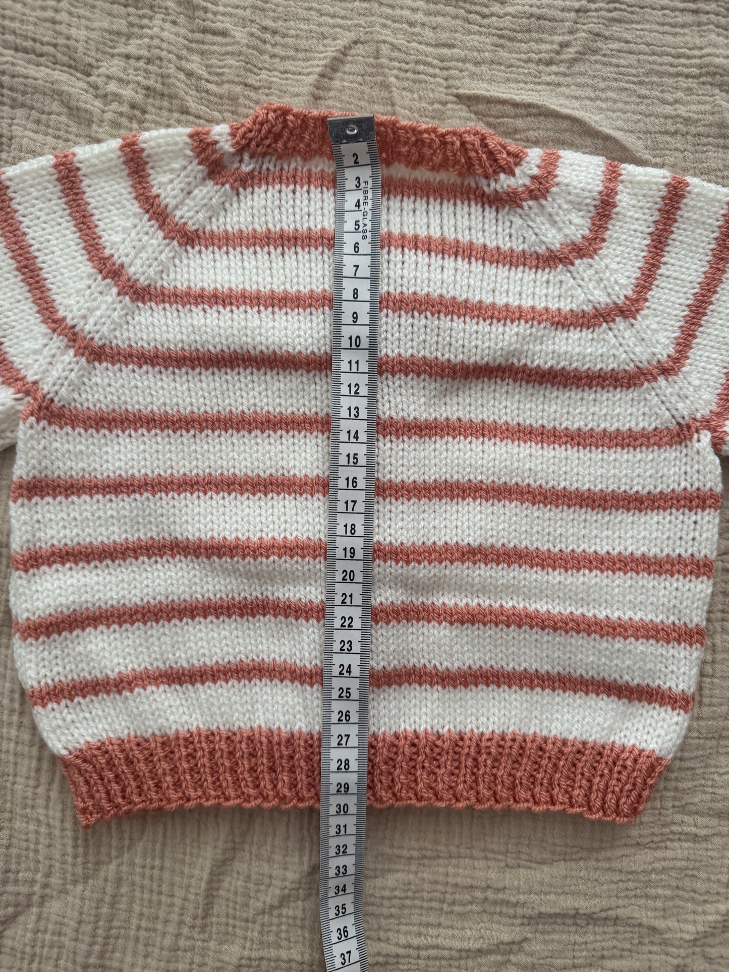 6-12months vintage peach and cream stripe cardigan