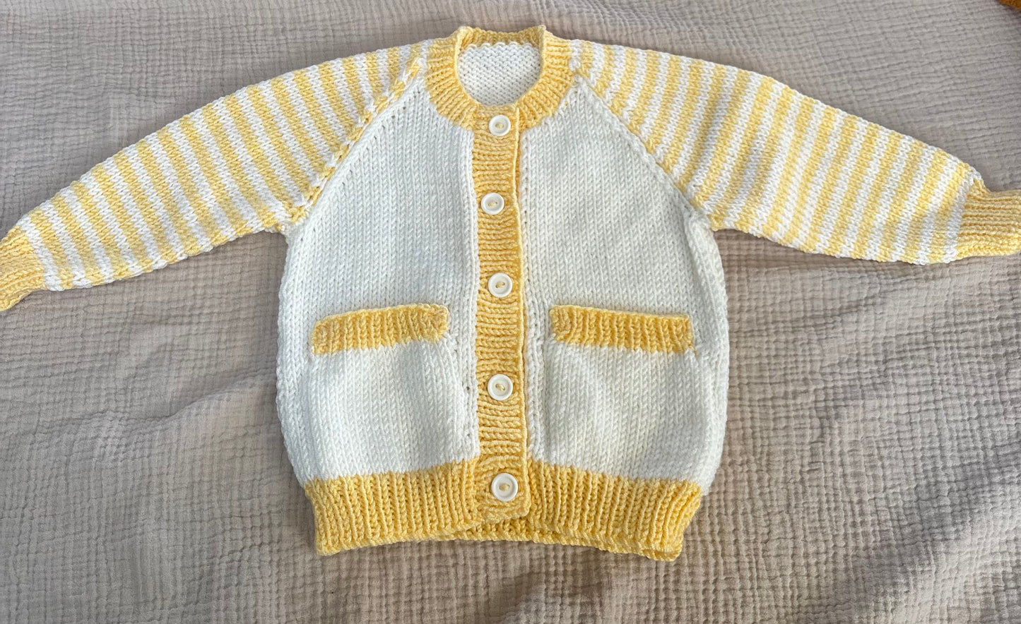 6-9 months yellow and white striped cardigan