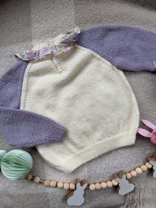 Bunny cream and lilac jumper 12-18m