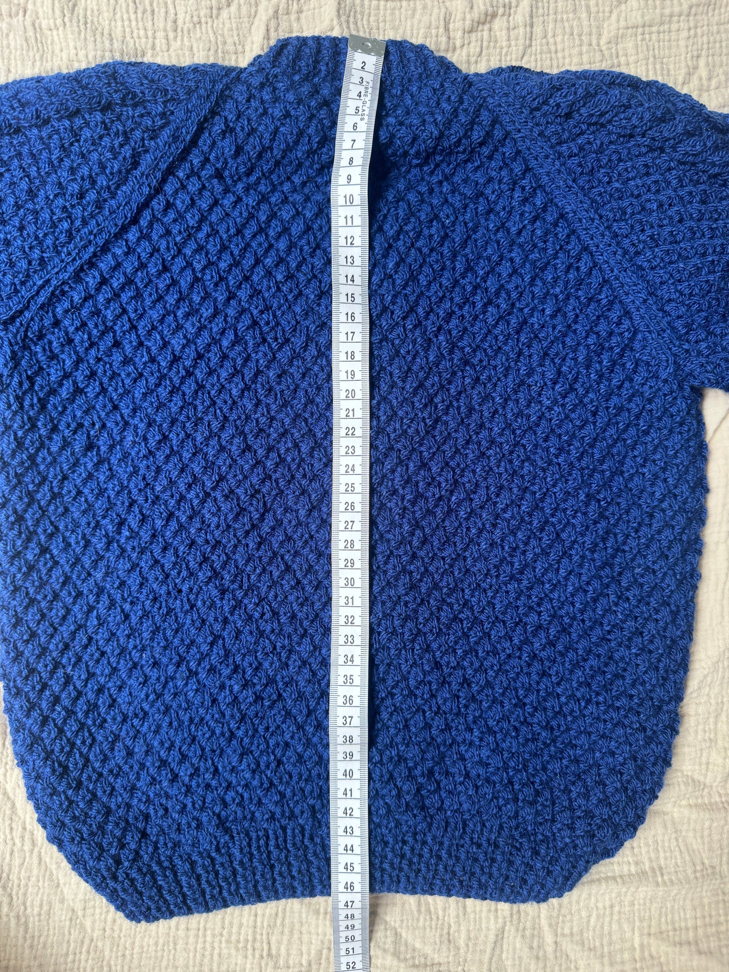 4-6 years royal blue Aran cardigan