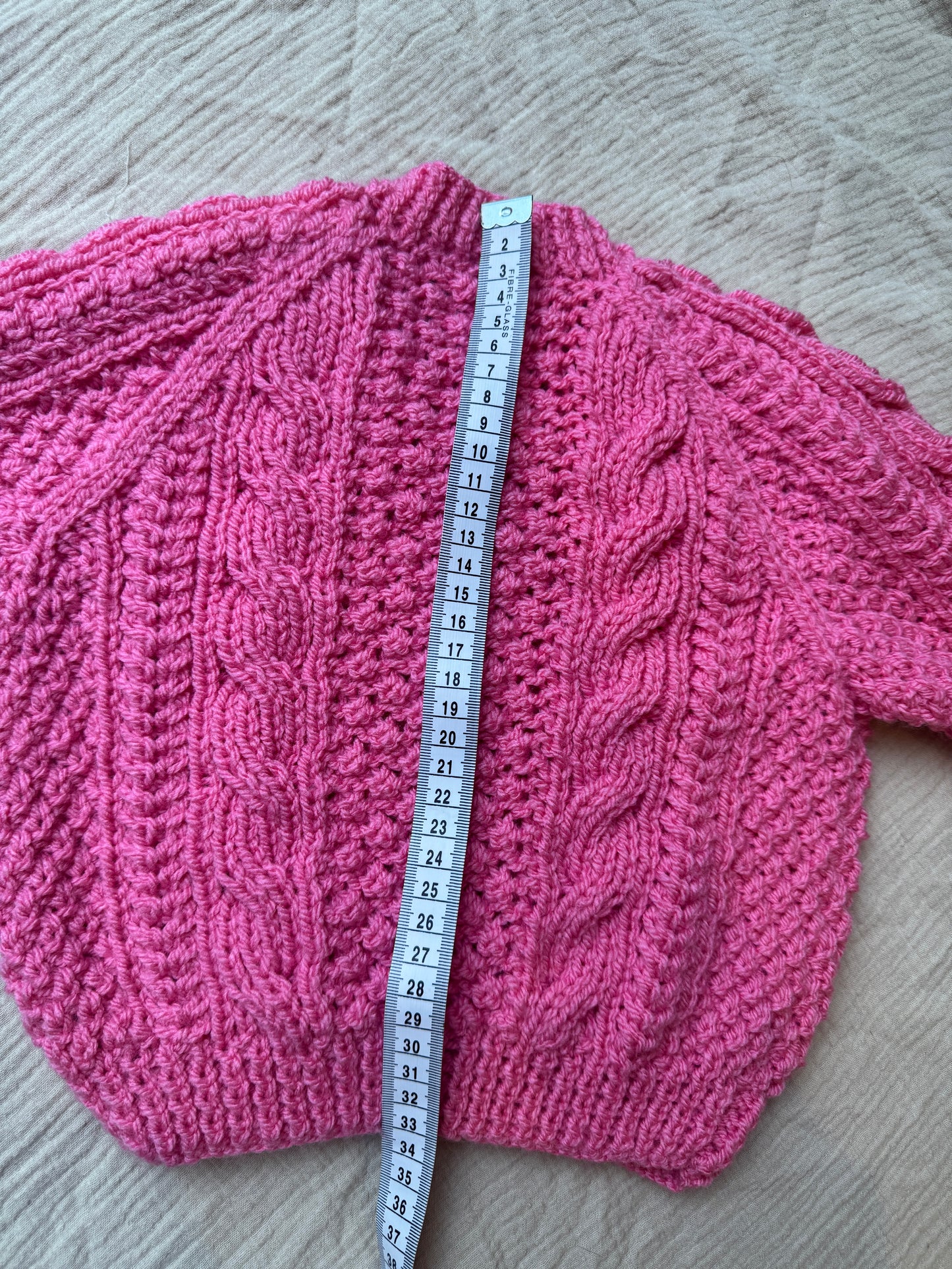 1-2 years fondant Aran cardigan