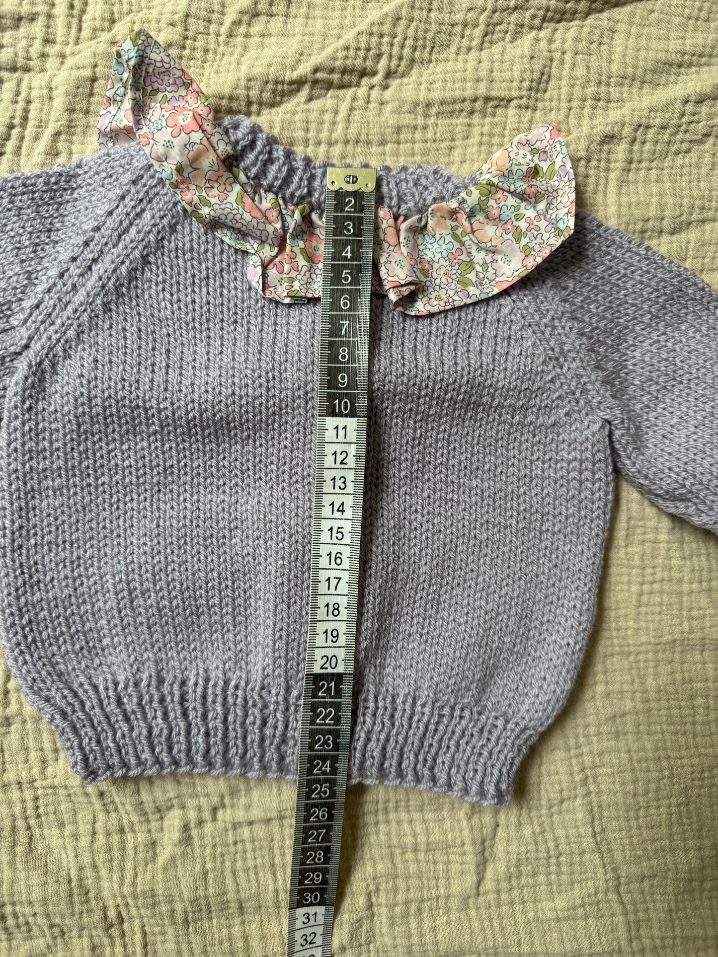 0-3m lilac cardigan with liberty collar
