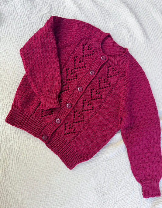 2-3 years Merlot red cardigan