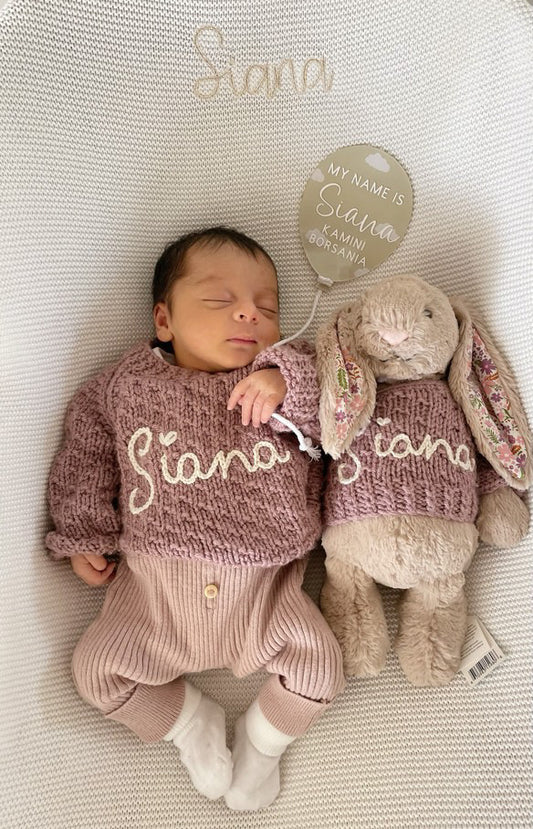 Knitted to order personalised jellycat jumper