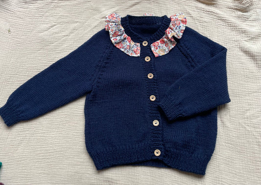 3-4 years midnight cardigan with liberty collar