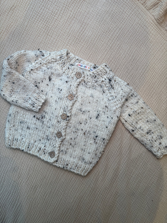3-6m neutral fleck Aran cardigan