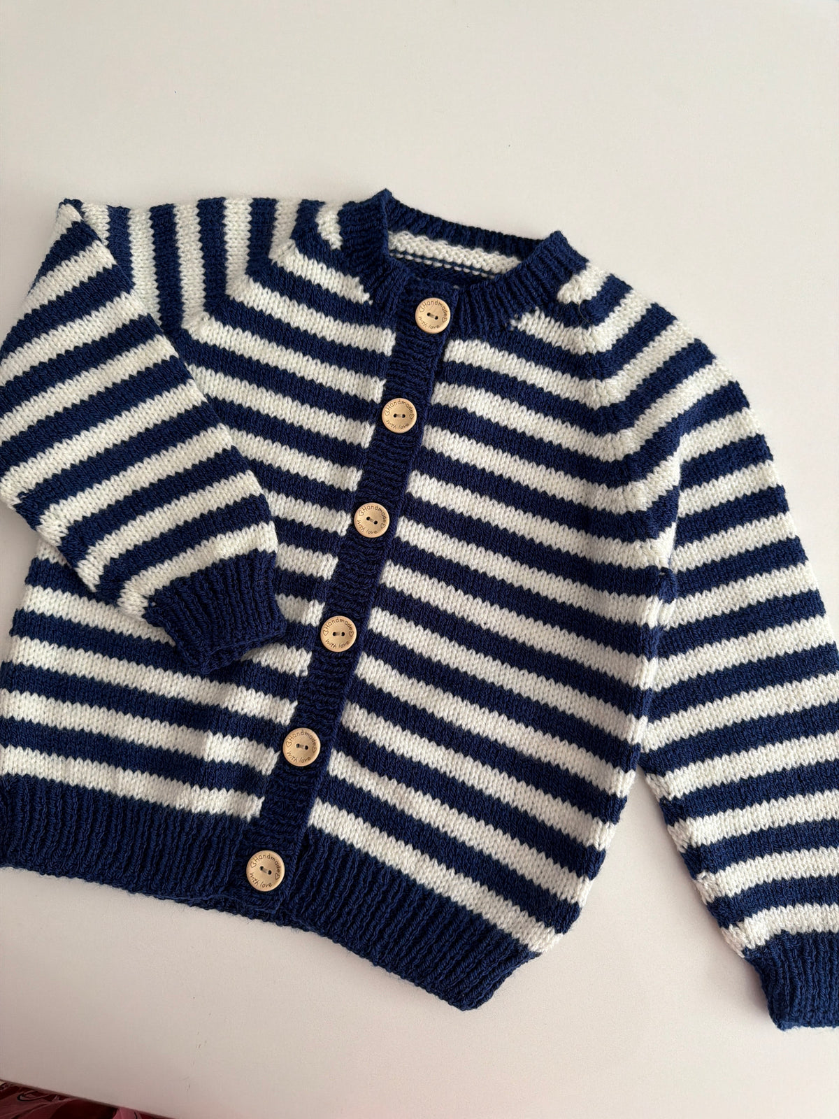 4-5 years navy and cream stripe cardigan