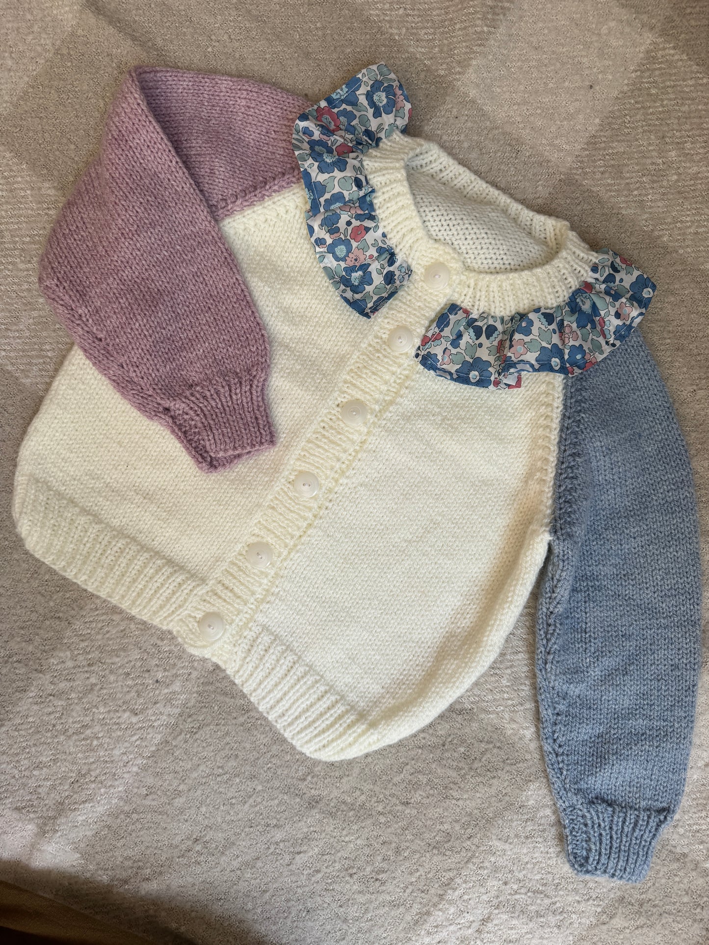 2-4 years colour block with liberty collar cardigan