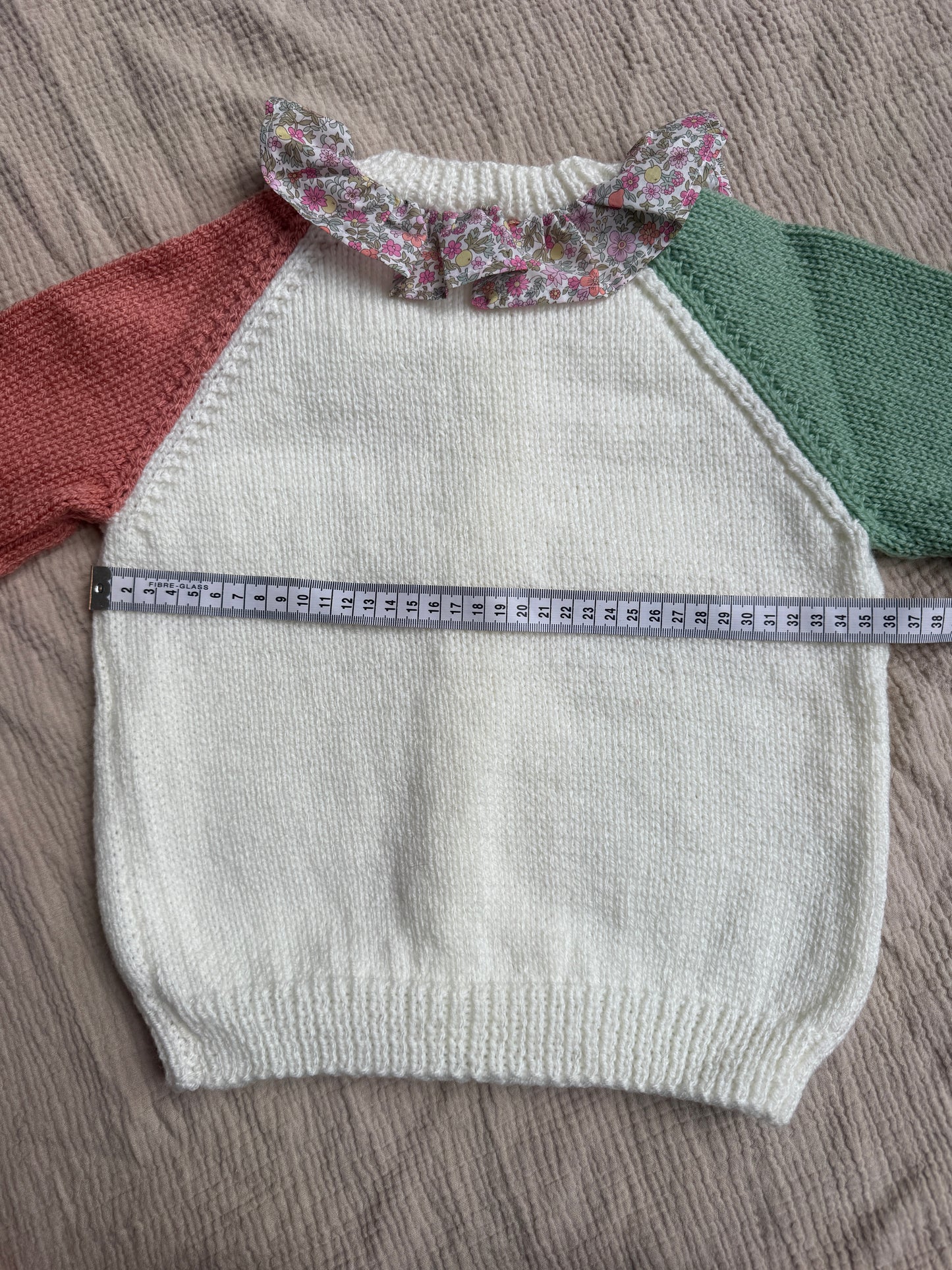 2-4 years colour block with liberty collar cardigan
