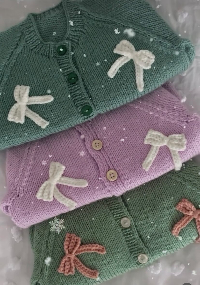 Knitted to order bow personalised cardigan/jumper