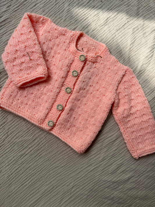3-6m & 6-12 peach cardigan with liberty collars