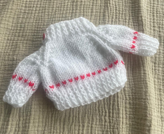 White with red heart medium jellycat jumper