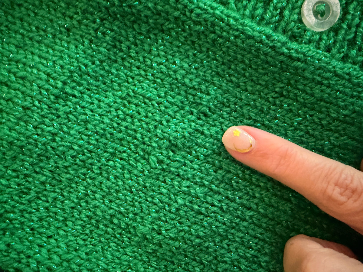 1-2 years green glitter cardigan (slight imperfection)