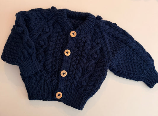 3-6m navy Aran cardigan