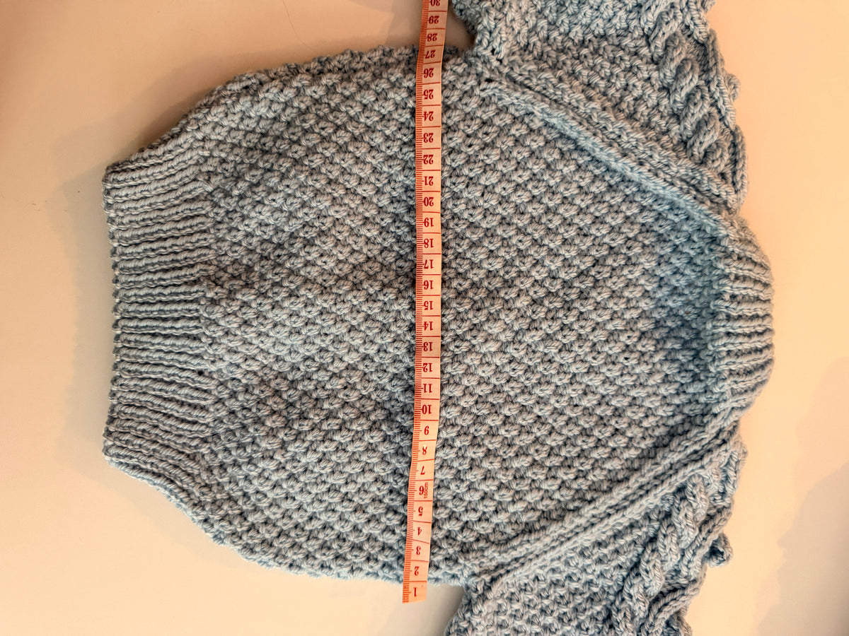 6-12months cloud blue Aran cardigan