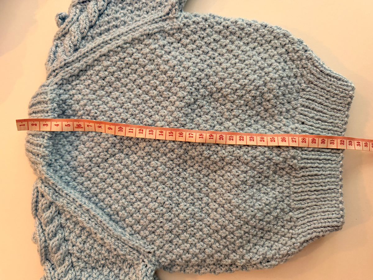 6-12months cloud blue Aran cardigan